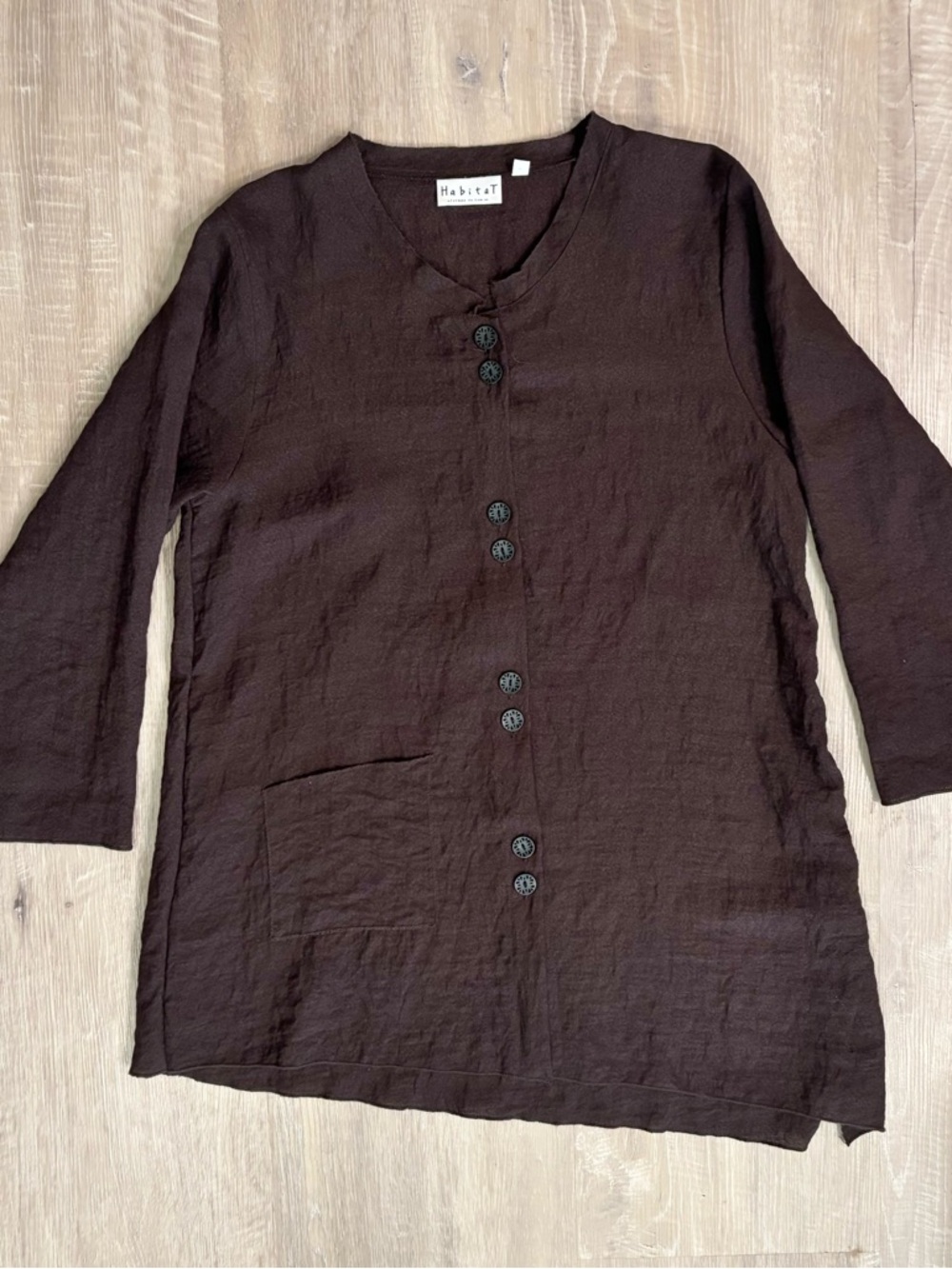 HABITAT Women's Long Sleeve Button Asymmetric Hem Tunic Size Small Lagenlook Top - Picture 2 of 6